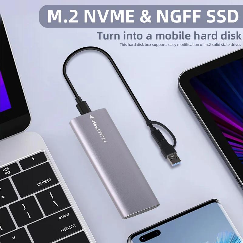 M2 NVMe SSD ̽, HDD ڽ, M.2 NVME NGFF USB 3.1  SSD Ŭ, 2230, 2242, 2260/2280, A ŸԿ C Ÿ ̺, 10Gbps